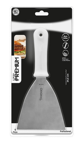 Espatula Reta 5 Inox Original Chapa Lanche Chapeiro Cozinha