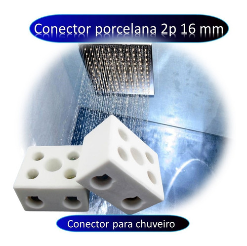 Conector Porcelana Grande 2p 16mm 10 Pçs 