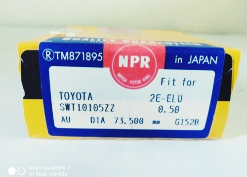Anillos Toyota Starlet 1.3 Npr Original 2e-elv Std/020/030