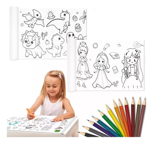 Papel De Colorear Para Niños, 30 X 300 Cm, Dibujo En Rollo D
