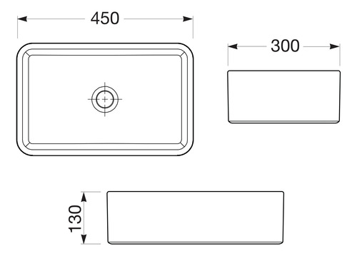 Pileta Apoyo Roca Lea Lavatorio Rectangular 45x30x13 Blanco