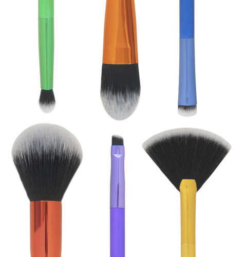 Imagen 2 de 9 de Set 6 Brochas Y Pinceles De Maquillaje Rainbow Fascino