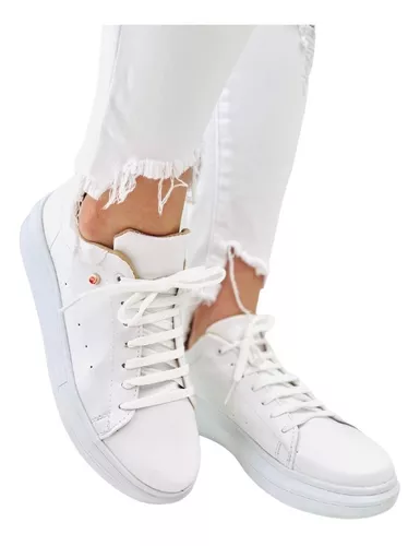 Tenis Sneakers Blancos Casuales Mujer Moda