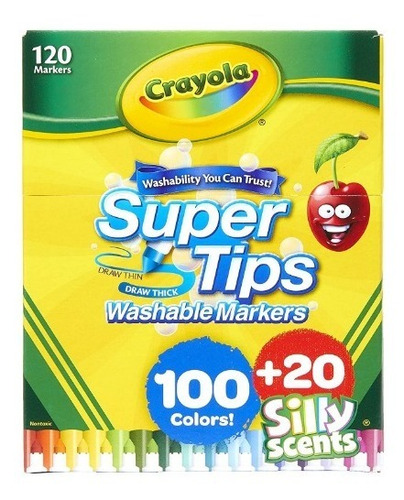 Imagen 2 de 4 de Crayola Super Tips 120 Marcadores Lavables 100+20 Silly Scen