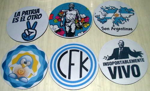 Imagen 2 de 4 de Posavasos De Goma Y Tela Set X3 Peronista Kirchneristas Cfk