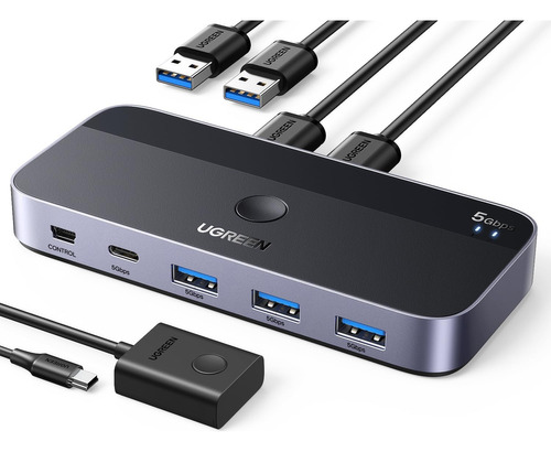 Conmutador Usb 3.0 De 4 Puertos Con 2 Cables Usb 3.0