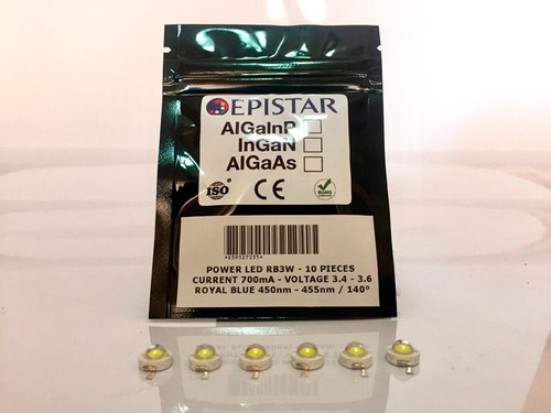 Imagen 3 de 4 de 6pcs Led 3w Epistar Uv Ultra Violeta 395 - 400nm 6 Piezas