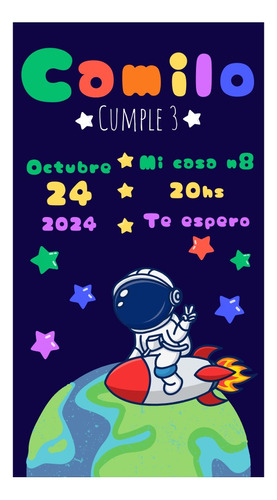 Kit Imprimible Astronauta Espacio Cumpleaños Candy Bar Deco