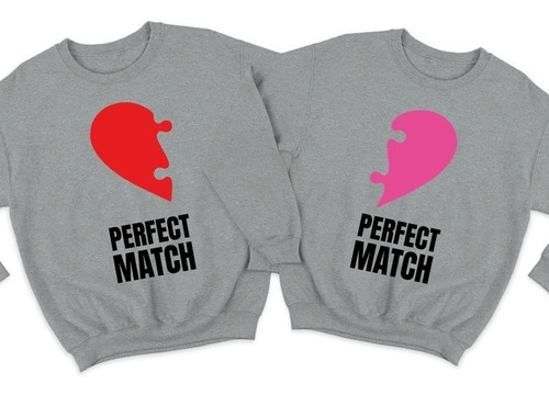 Dúo Sudaderas De Pareja - Novios - Perfect Match-corazón