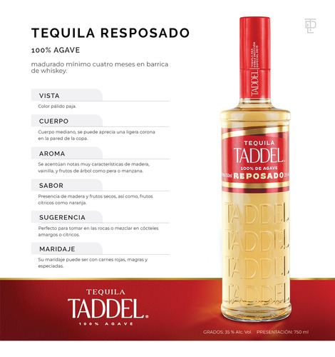 Tequila Taddel Reposado 750 Ml