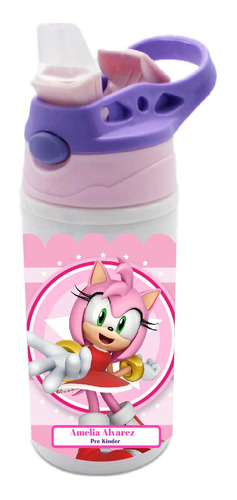 Botella Agua Colegio Amy Rose Sonic Personalizada Niñas