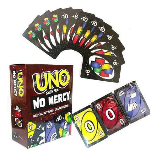 Jogo De Cartas Uno No Mercy Cor Bordeaux Bordô Inglês