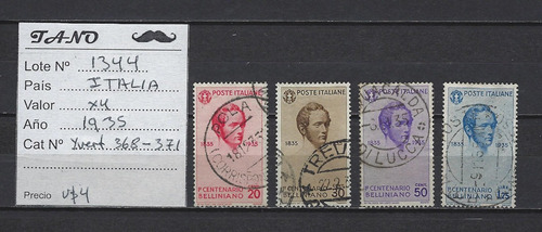 Lote1344 Italia X 4 Estampillas Año 1935 Yvert# 368-371