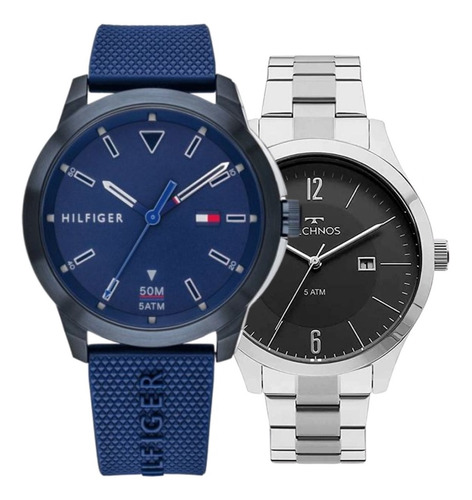 Relógio Tommy Hilfiger Masculino Borracha + Technos De Aço