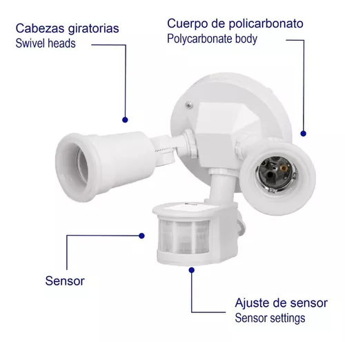 Focos C/sensor De Movimiento Interior/exterior Volteck 2 Pza