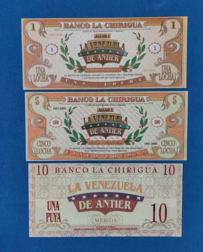 Set De Billetes De La Venezuela De Antier 3 Pz.nuevos.