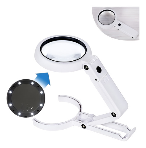 Lupa De Mano 11x 8 Led Plegable De Mesa