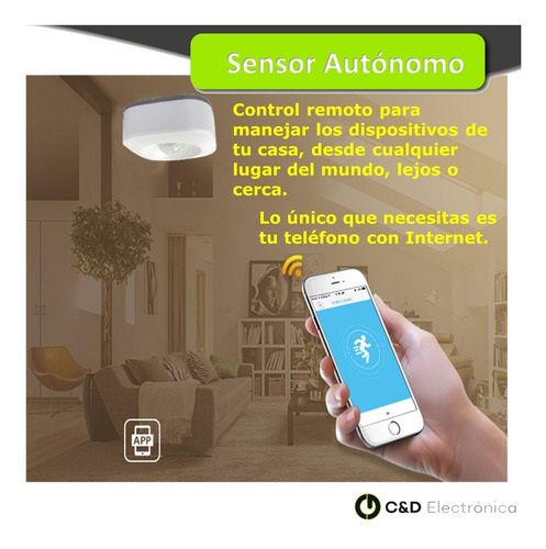 Imagen 3 de 9 de Sensor Detector De Movimiento Inalámbrico Autónomo Wifi