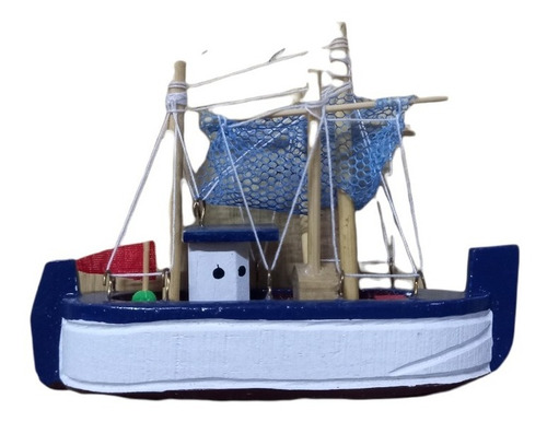 Figura Decorativa Mini Barco Pesquero 12x3x9cm