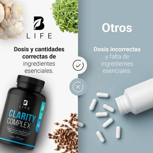 Nootropico De 180 Caps Concentración Claridad Mental B Life Sabor Sin Sabor