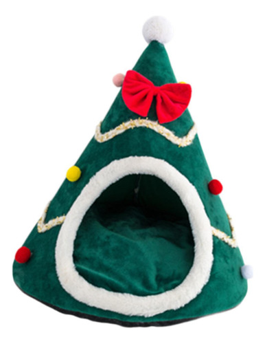 Cama Para Gatos Con Forma De De Navidad, Casa Semicerrada, S