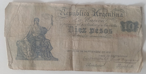 Billete Argentina 10 Pesos Caja De Conversión Bott 1633