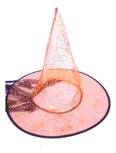 Chapéu De Bruxa Cabelo Festas Teia Dourada-laranja 3 Un. Cor Dourado-laranja