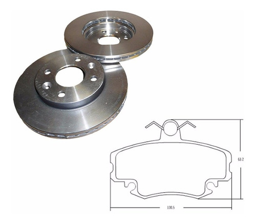 Kit Discos + Pastillas Freno Delanteras Renault Kangoo 238mm