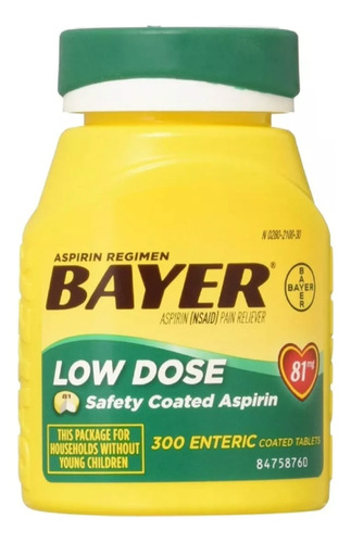 Bayer Americano Aspirina 81mg Baja Dosis #1 300 Recubiertas