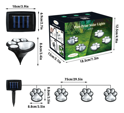 Luces Solares Con Estampado De Huellas De Animales, Decoraci