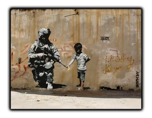 Poster Grafite Banksy 50x65cm Soldado Guerra Paz Arte Urbana