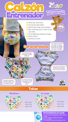 Calzon Entrenador De Tela Reutilizable Ecopipo Bailarinas G