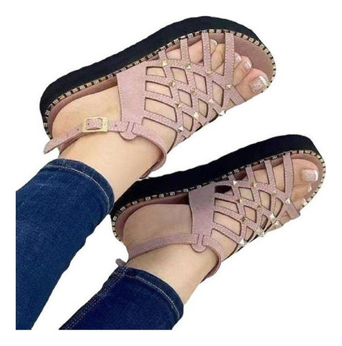 Sandalias Gladiador Tacón Plano Mujer Zapatos Plataforma