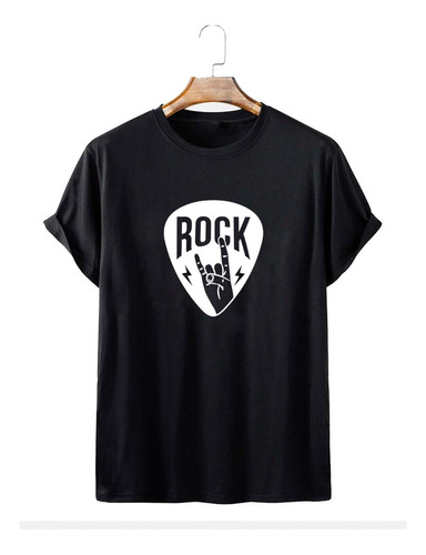 Imagen 4 de 6 de Remera Negra Púa Rock Música Algodón Peinado Calidad Premium