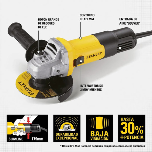 Galletera Esmeril Angular 4 1/2 115mm 750w Stanley Sg7115