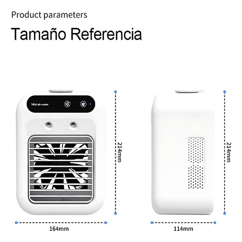 Mini Ventilador De Aire Acondicionado Portátil Con Refrigera 16.4 Cm 108hz Blanco Plástico