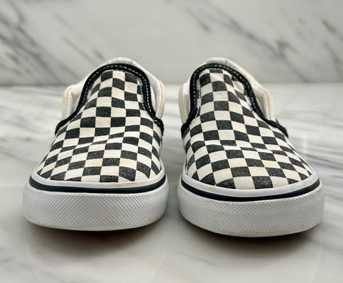 Zapatillas Vans Infantil Lona Cuadros Blanco/negro. Talle 9 