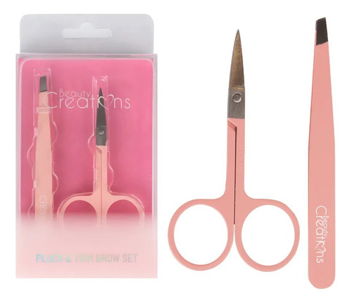 Kit Tijeras Y Pinzas Rosa Pastel 2 Piezas Beauty Creations
