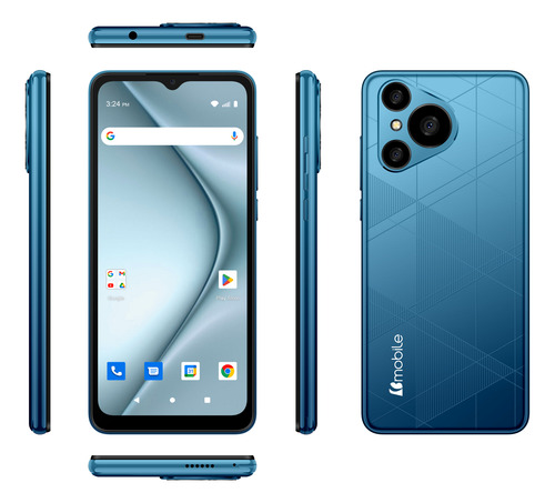Celular Desbloqueado Android 64gb 4gb Ram (2gb + 2 Gb Dinamica) Octacore 1.6 Ghz Red 4g Lte Pantalla 6.6 Notch Funda Soporta Juegos Desbloqueo Facial Azul