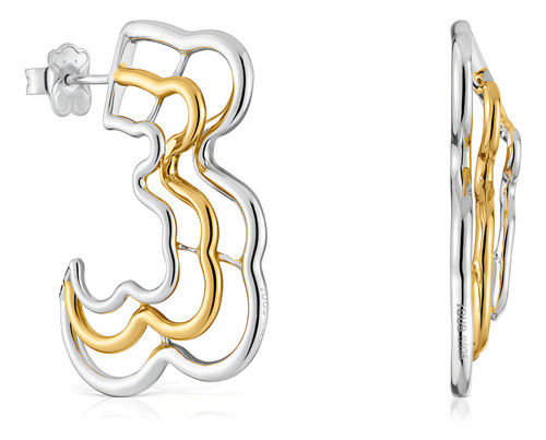 Aros Triple Oso Bicolor Bickie Tous Color Dorado