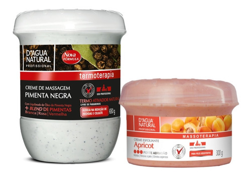 Creme Pimenta Negra + Esfoliante Forte 300g  D'agua Natural