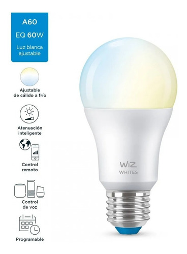 Lampara Led Bulbo Wiz Smart Wifi Blanco/calido 9w E27