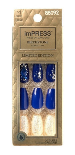 Uñas Impress / Press-on Modelo Birthstone Electric Ocean