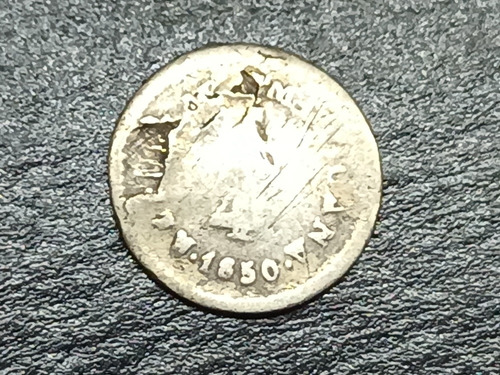 Moneda República Error Troquel 1/4 Real Guanajuato 1850 Plat