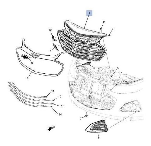 Parrilla Frontal Chevr Cruze 2021 5p Gm 42742991