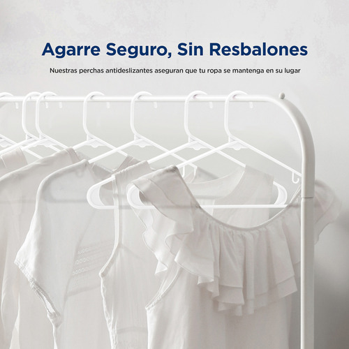 100 Ganchos de Plástico Serenelife Antideslizantes Ahorradores de Espacio Duraderos y Resistentes para Camisas Suéteres Sudaderas Abrigos Pantalones y Vestidos Blanco SLHPL100