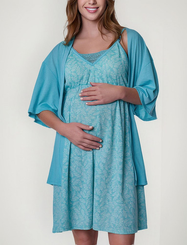 Conjunto Maternal  Bata + Camisa Con Apertura Lactancia