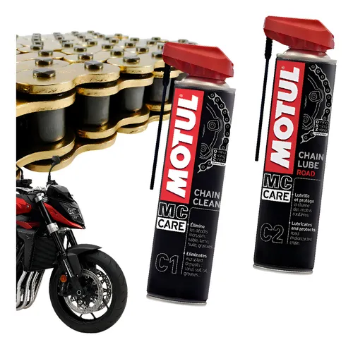 Limpa E Lubrifica Corrente Motul Kit C1+c2 Moto Street