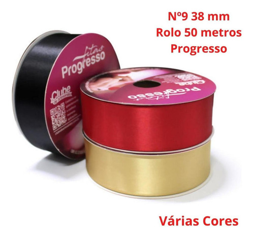 Fita De Cetim Progresso 38mm Rolo 50 Metros Várias Cores Cor 213 Azul Turquesa
