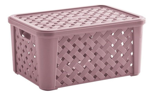 Caja de ratán para organizar juguetes y ropa, 35 x 25 x 17 cm, color rosa